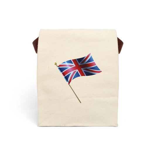 Union Jack Flag in Motion Canvas Lunch Bag With Strap