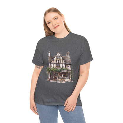 Unisex Heavy Cotton Tee - Cottages & Cobblestones - A British Village Dream