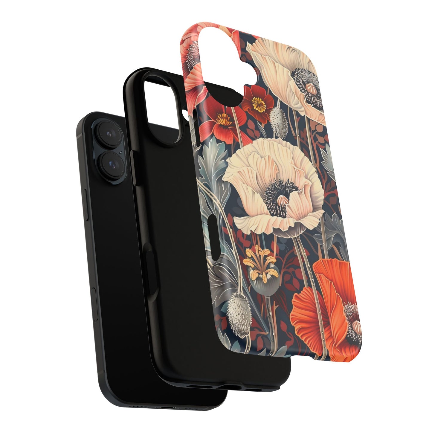 Floral iPhone Case, Tough Phone Cover, Artistic Protection, Flower Design, Unique Gift for Her, Phone Accessory, Trendy Tech
