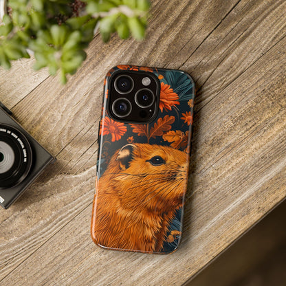 Capybara Phone Case, Floral Phone Cover, Tough Case for Animal Lovers, Unique Gift, Cute and Functional, Nature Inspired Design