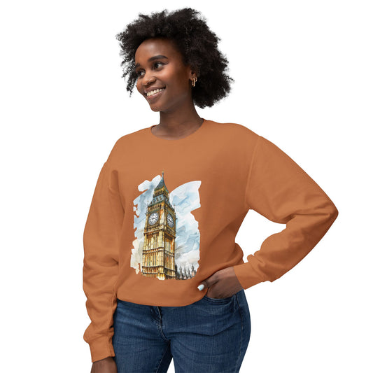 Unisex Lightweight Crewneck Sweatshirt - The Iconic Clock Tower