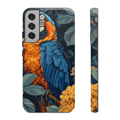 Tropical Parrot Phone Case - Tough Cases, Colorful Phone Cover, Nature Lover Gift, Floral Design, Bird Lover Accessory