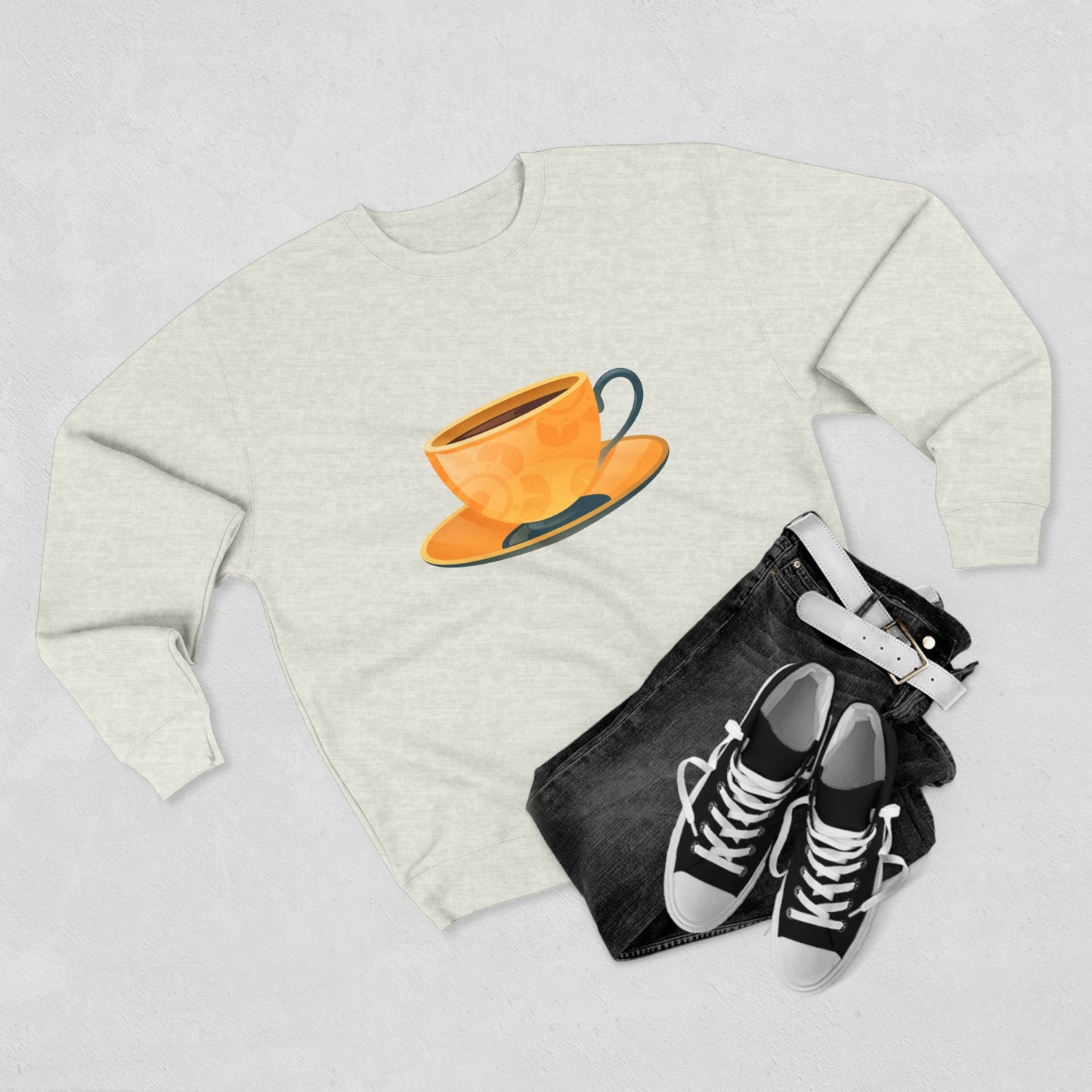 Unisex Crewneck Sweatshirt - Elegant British Tea Cup Classic Tea Time Style