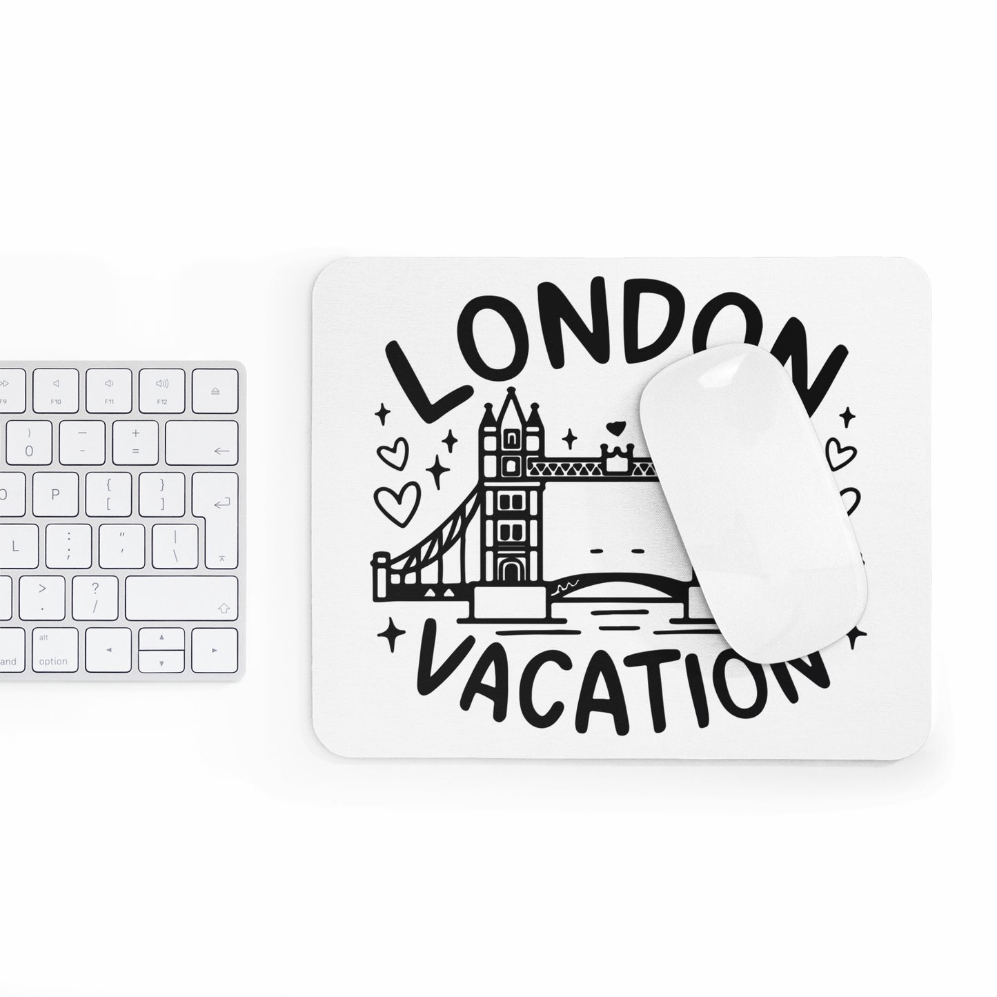 London Vacation Mouse Pad - Perfect for Home or Office, Gifts for Travelers, Desk Accessories, Work from Home Essentials, Black Mouse Mat