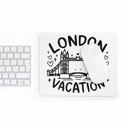London Vacation Mouse Pad - Perfect for Home or Office, Gifts for Travelers, Desk Accessories, Work from Home Essentials, Black Mouse Mat