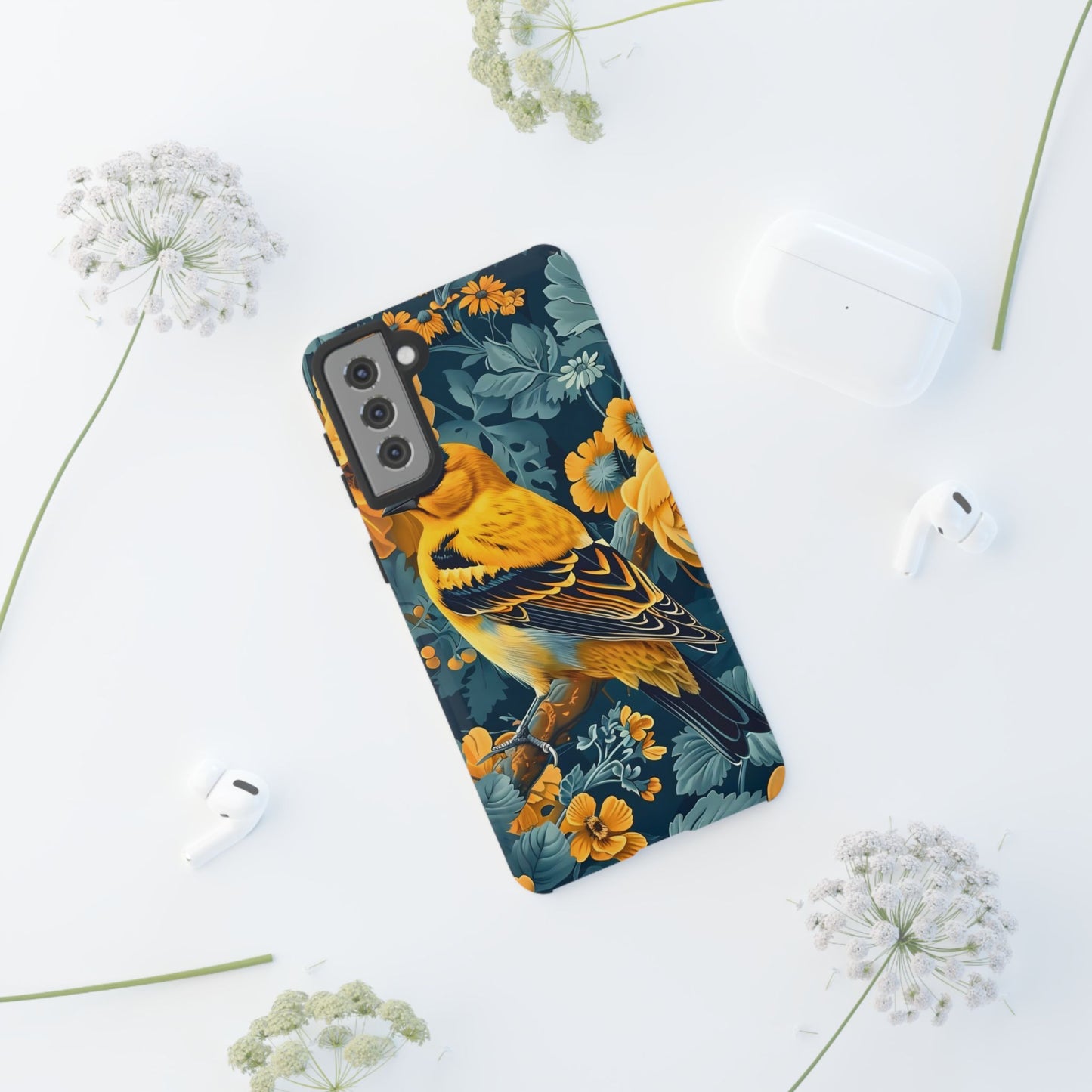 Colorful Bird Phone Case, Tough Phone Cover, Floral Phone Accessories, Nature Lover Gift, Unique Smartphone Case, Birthday Present