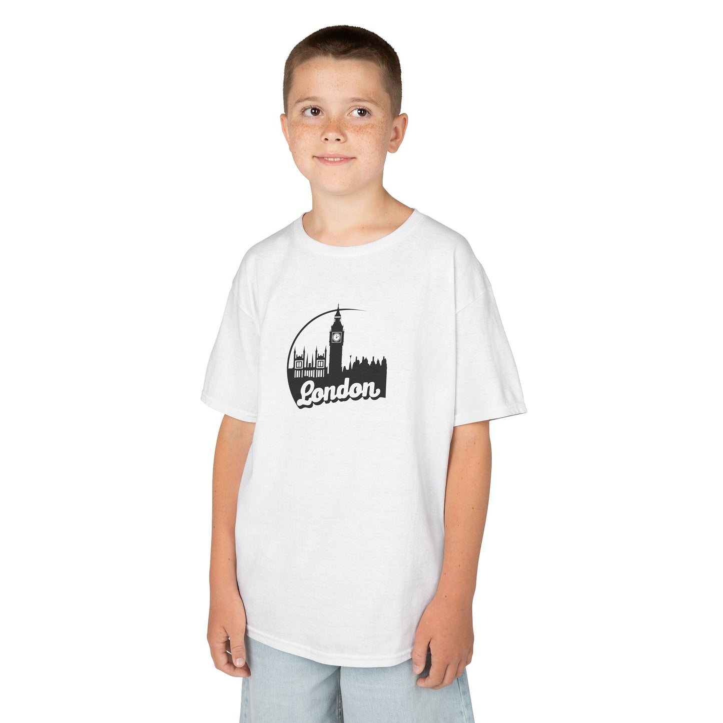 Kids Heavy Cotton™ Tee -  Stylish London -  Fun & Stylish Travel-Inspired T-Shirt for Young Explorers