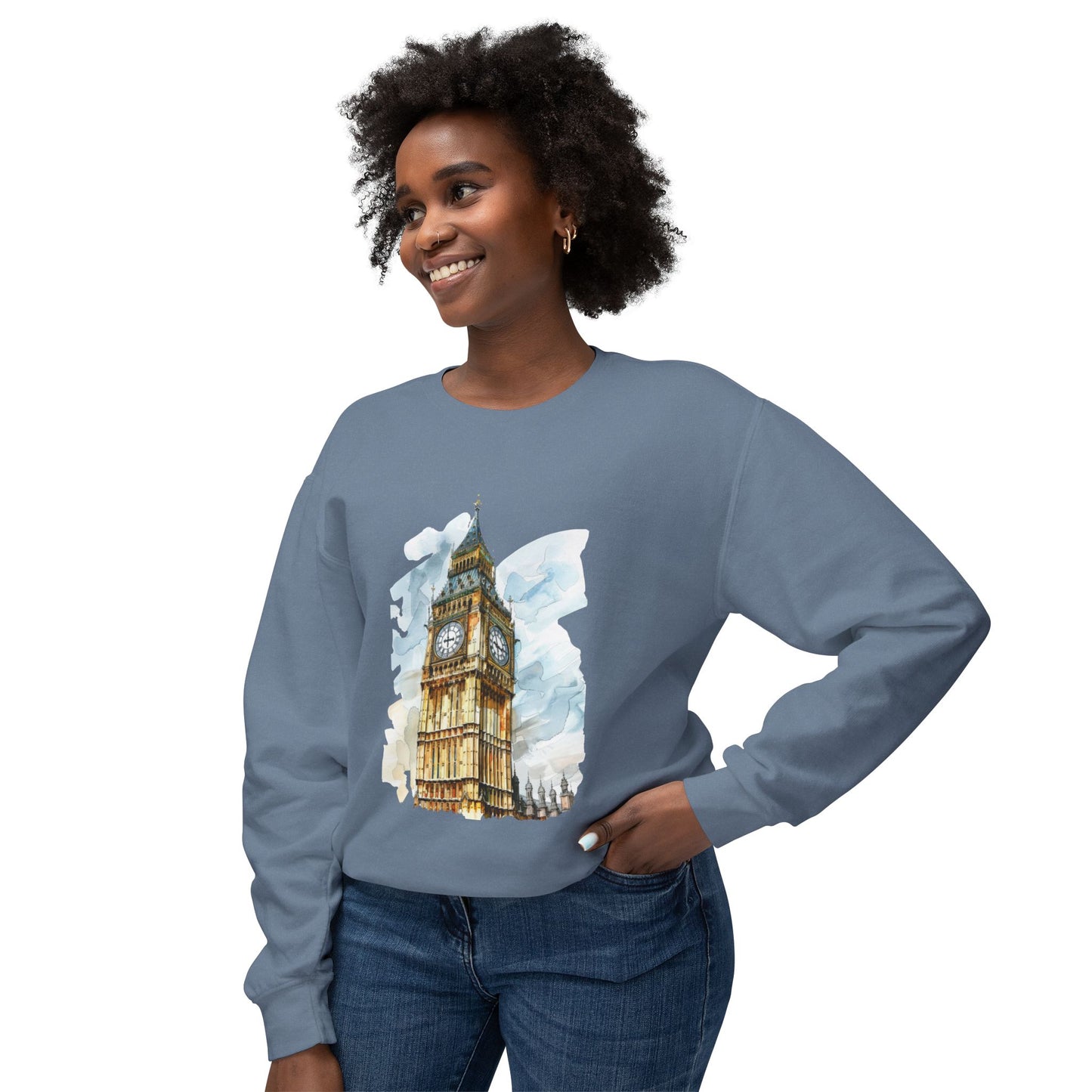 Unisex Lightweight Crewneck Sweatshirt - The Iconic Clock Tower