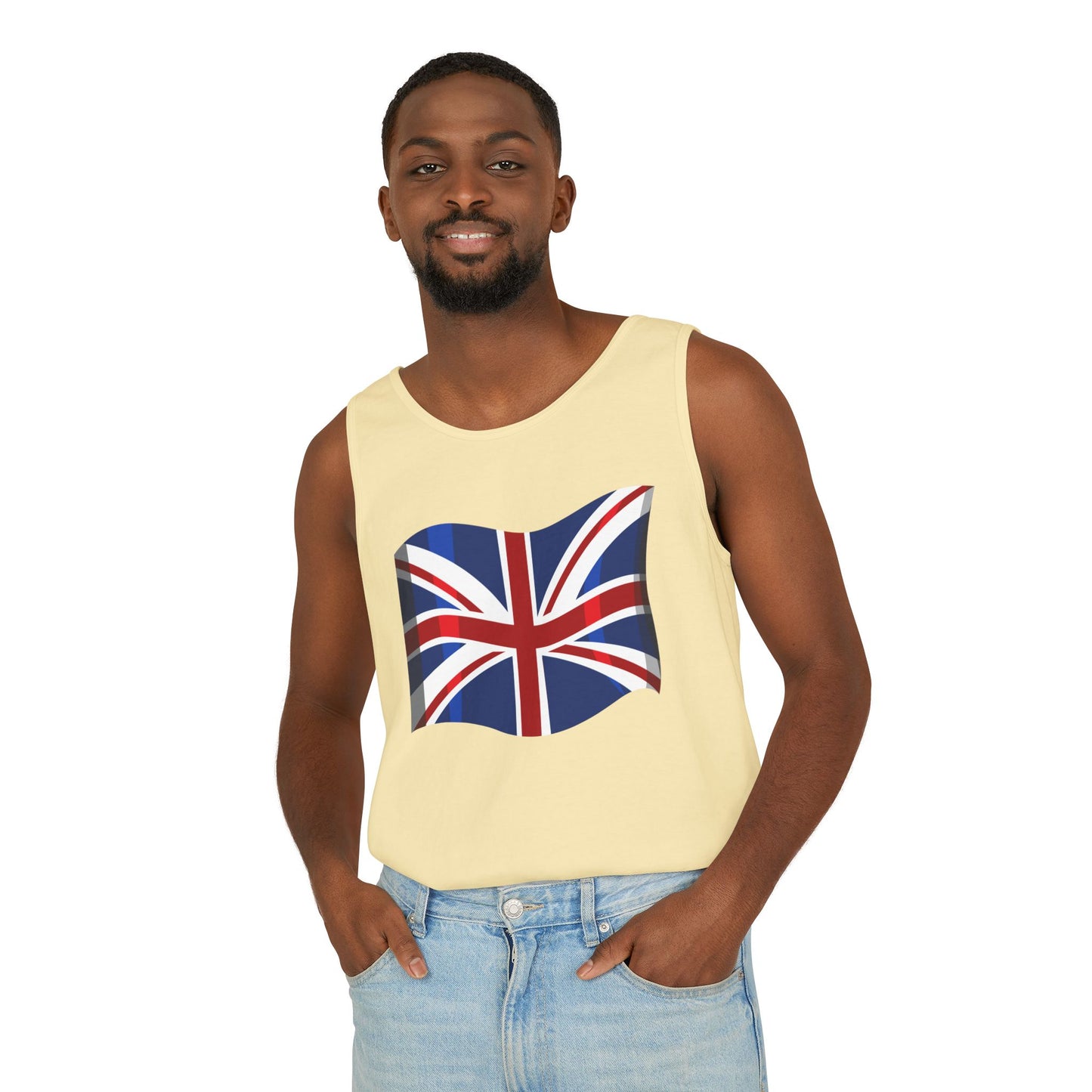 Unisex Garment-Dyed Tank Top - Classic UK Flag Design - Union Jack Symbol