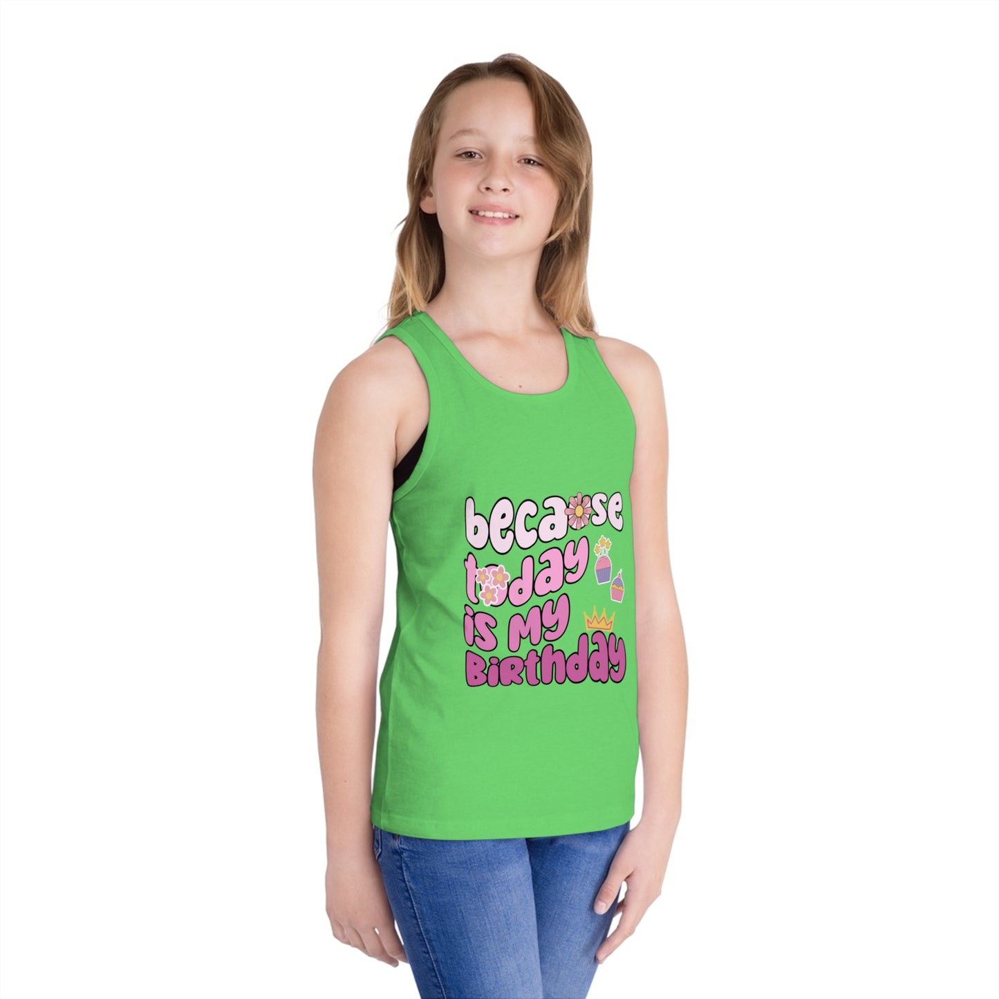 Birthday Celebration Kid's Jersey Tank Top - 'Because Today is My Birthday' Design