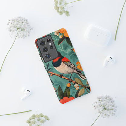Tough Cases - Floral Bird Phone Case, Colorful Phone Cover, Nature Lover's Gift, Stylish Phone Accessory, Unique Gift Idea