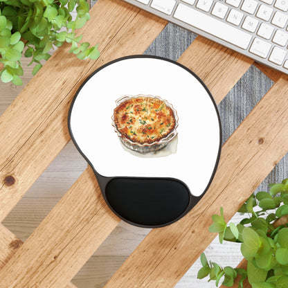 Artistic Mouse Pad with Wrist Rest, Quiche Design, Perfect for Home Office, Gift for Bakers, Kitchen Decor, Work from Home Essentials