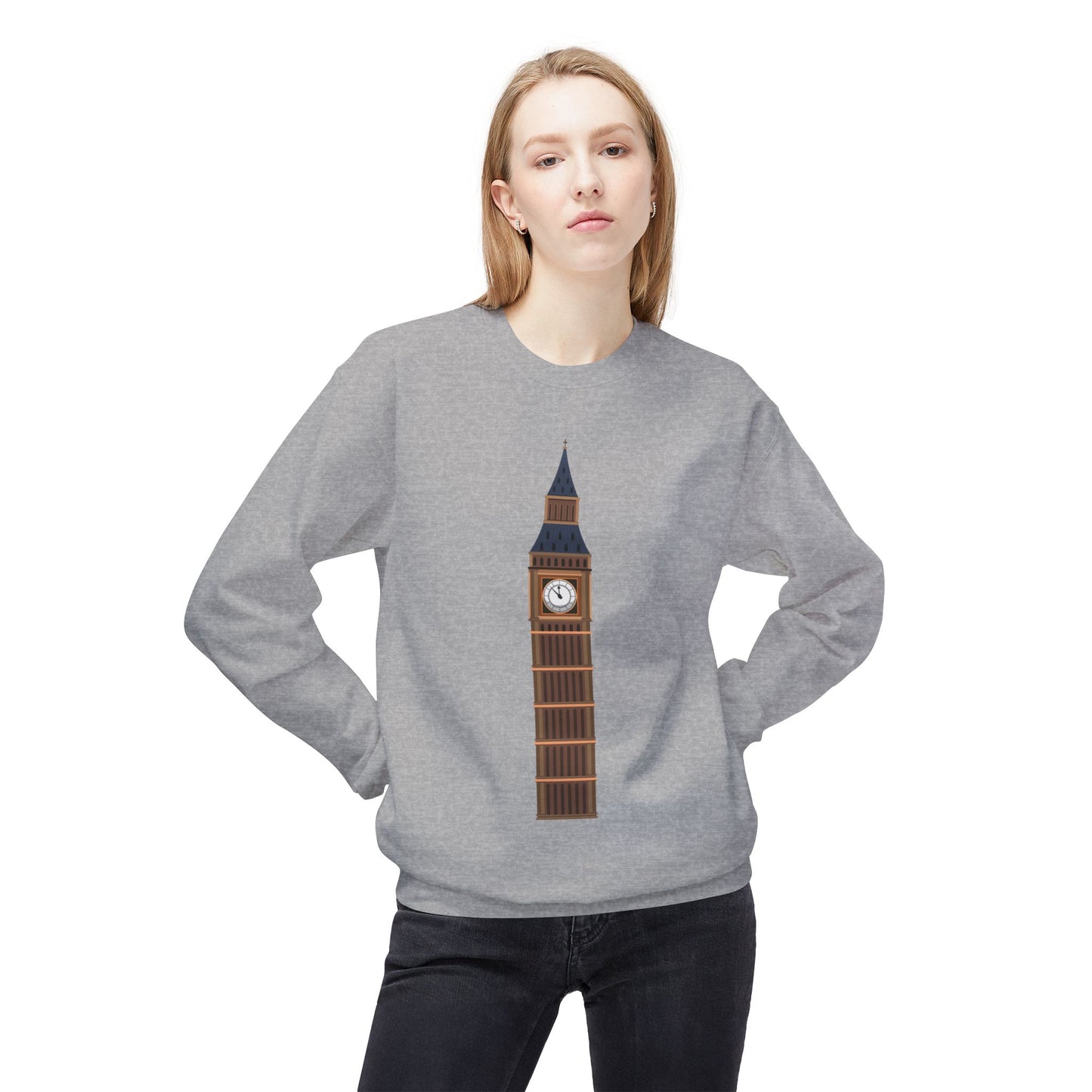 Unisex Midweight Softstyle Fleece Crewneck Sweatshirt - Big Ben and British Heritage