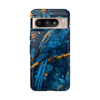 Tough Cases - Vibrant Blue Parrot Phone Case, Tropical Bird Phone Cover, Nature Lover Gift, Eco-Friendly Accessories, Unique Wildlife Decor