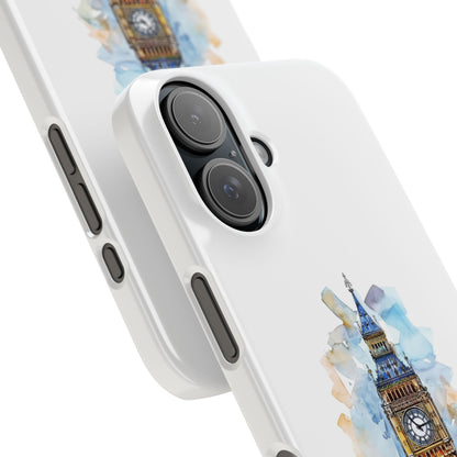 Stylish Slim Phone Case - Big Ben Watercolor Design, Unique Gift for Travelers, London Souvenir, Everyday Use, Phone Accessory