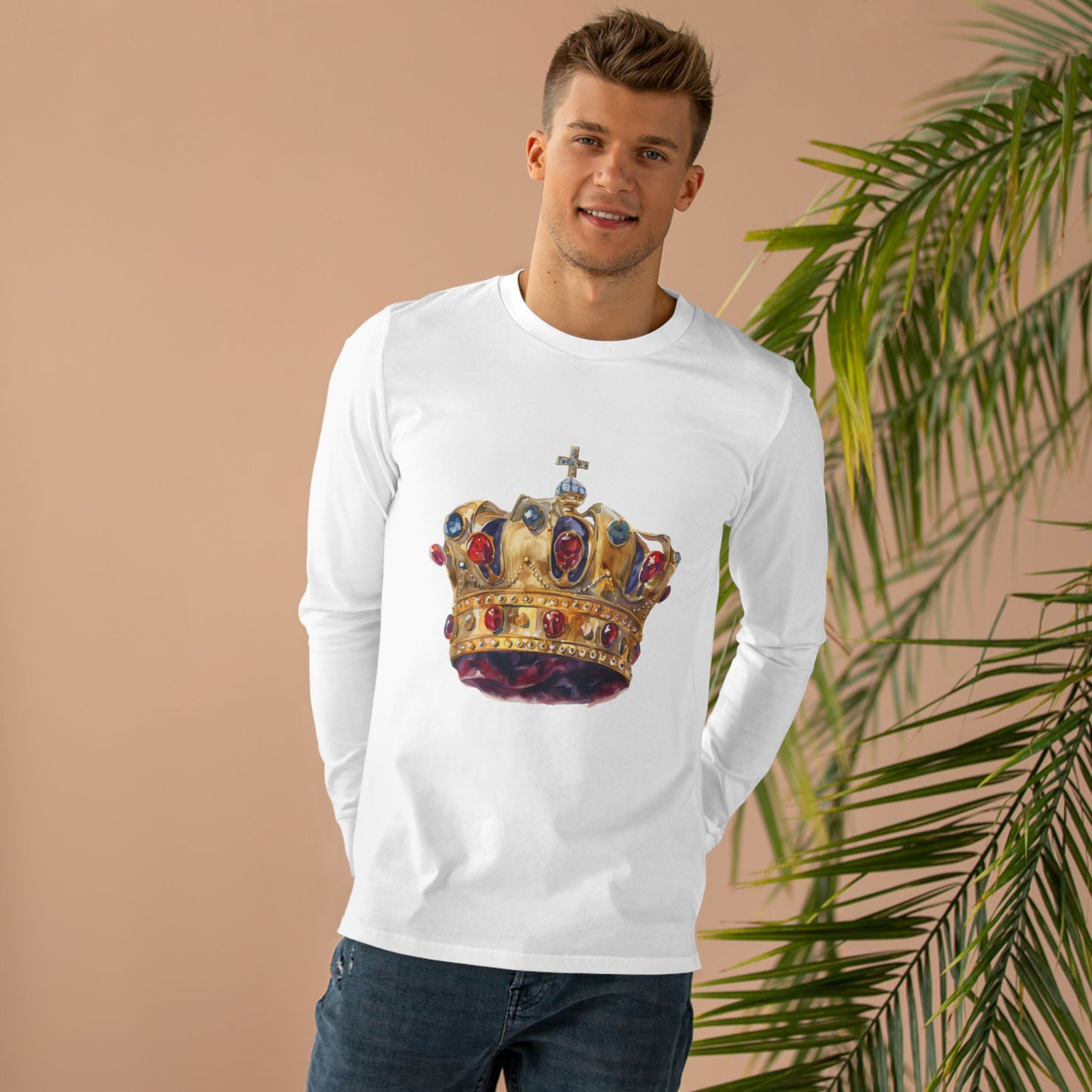 Men’s Base Longsleeve Tee -  British Royal Crown - Symbol of Regal Elegance and Authority