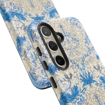 Elegant Floral Phone Case, Tough iPhone Cover, Stylish Mobile Protector, Blue Patterned Case, Unique Gift for Her
