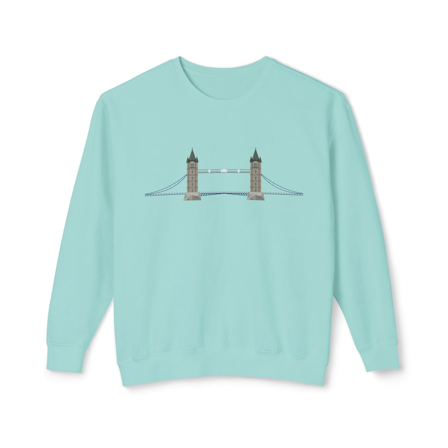 Unisex Lightweight Crewneck Sweatshirt - Tower Bridge - Iconic London Landmark Illustration