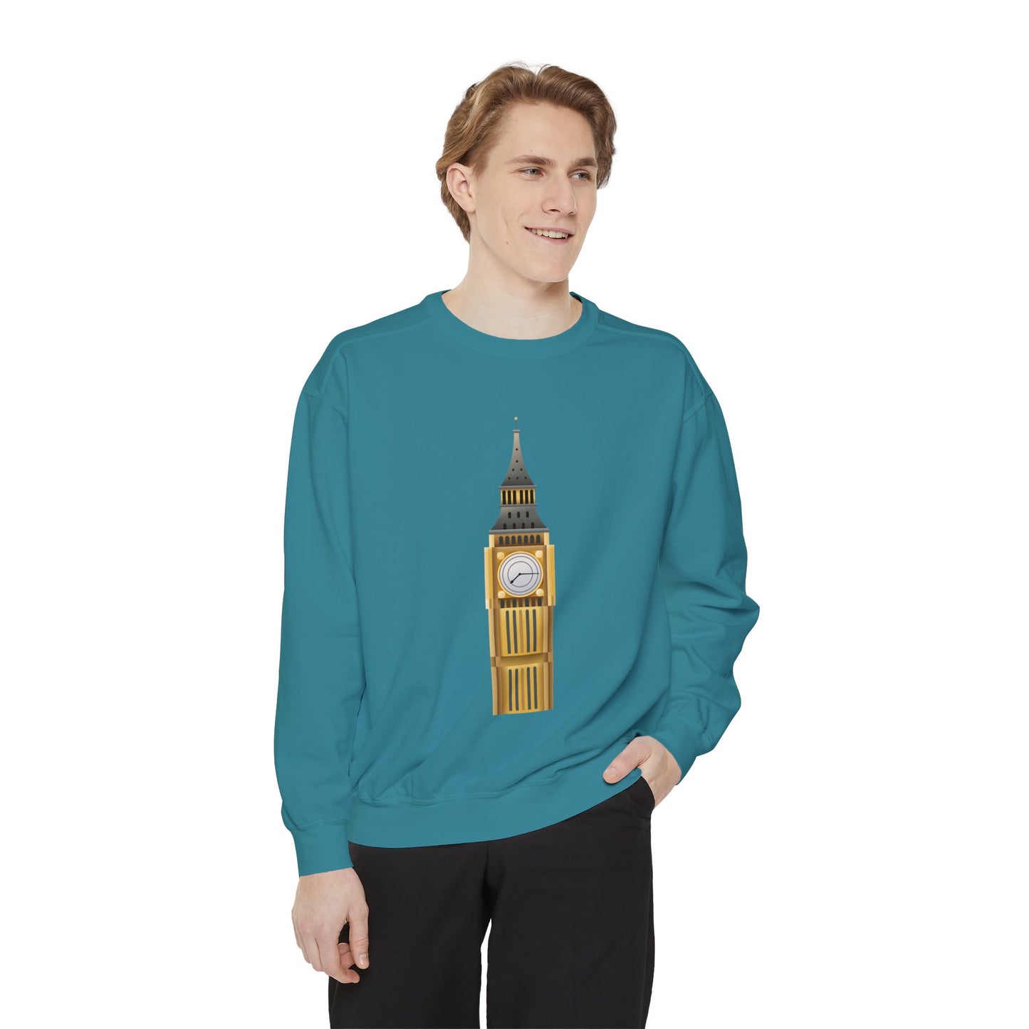 Unisex Garment-Dyed Sweatshirt Trendy - Iconic Big Ben Clock Tower