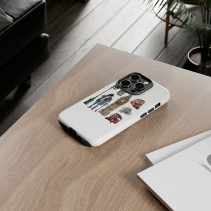 London Iconic Design Phone Case, Tough Cases, Gift for Travelers, London Souvenir, London Icons, Red Bus Phone Case