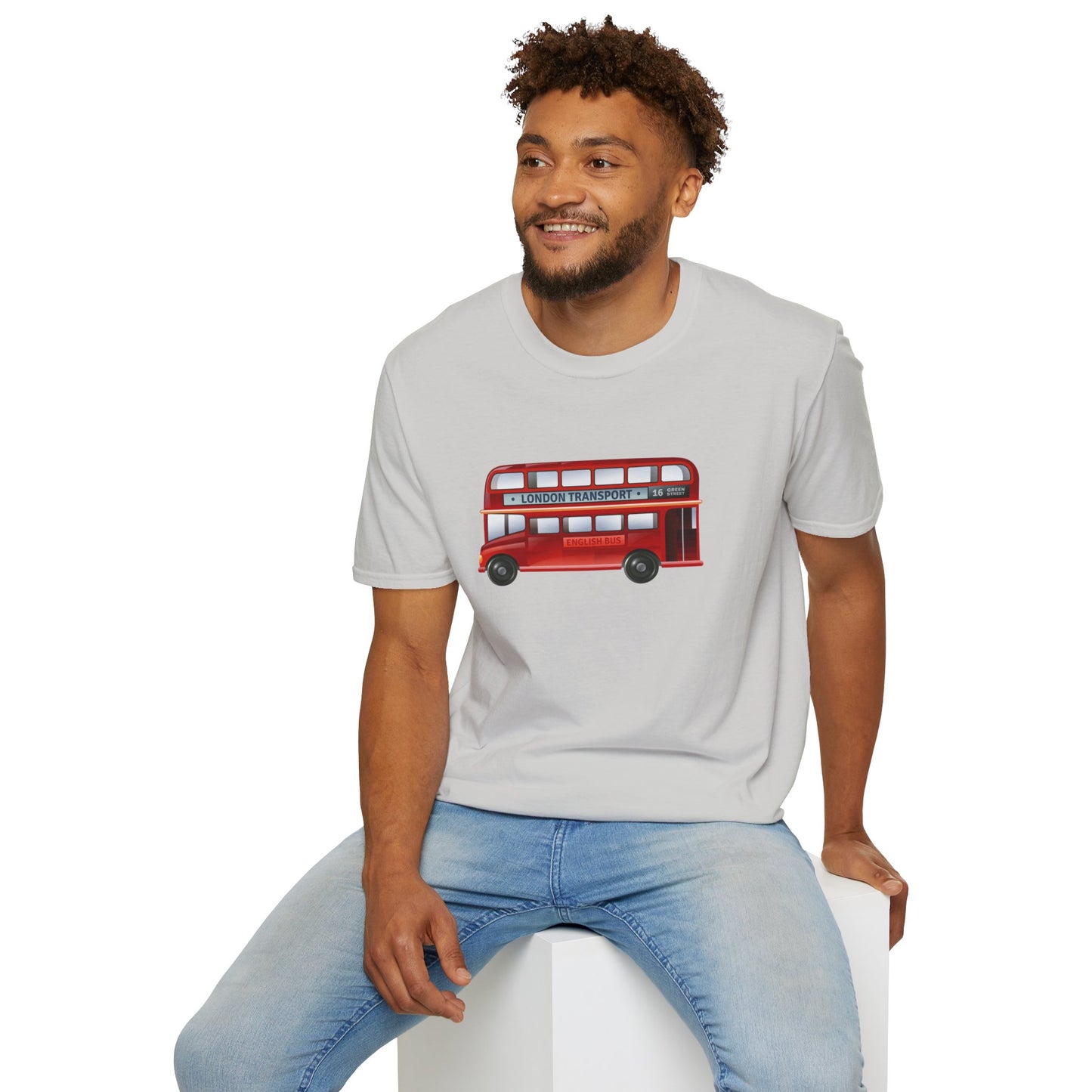 London Transport English Bus - Iconic Red Double-Decker Relaxed Unisex Softstyle T-Shirt