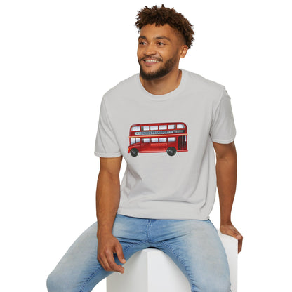 London Transport English Bus - Iconic Red Double-Decker Relaxed Unisex Softstyle T-Shirt