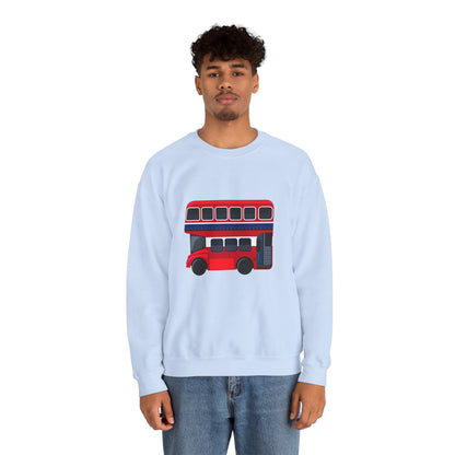 Unisex Heavy Blend™ Crewneck Sweatshirt Trendy - London Transport Red Double-Decker Bus