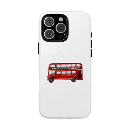 London Bus Tough Magnetic Case, iPhone Protector, Unique Phone Cover, Gifts for Travelers, Durable Mobile Case