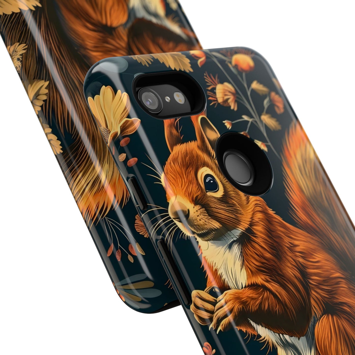Squirrel Floral Phone Case, Tough Cases for Nature Lovers, Cute Animal Design, Fall Aesthetic, Perfect Gift for Her