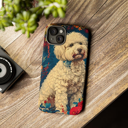 Cute Dog Phone Case, Pet Lover Gift, Floral Design Tough Case, Custom Dog Art, Birthday Gift for Dog Owners, Unique Phone Accessories