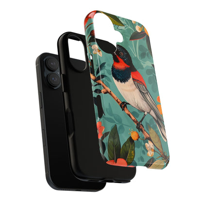 Tough Cases - Floral Bird Phone Case, Colorful Phone Cover, Nature Lover's Gift, Stylish Phone Accessory, Unique Gift Idea