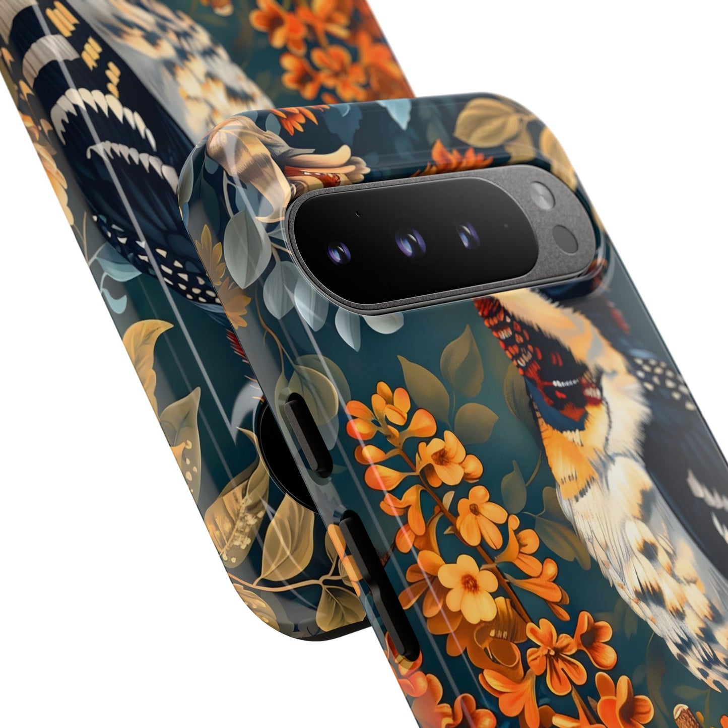 Tough Cases: Floral Bird Phone Case, Vintage Style Cover, Nature Lover Gift, Botanical Design, Spring Inspire Fashion