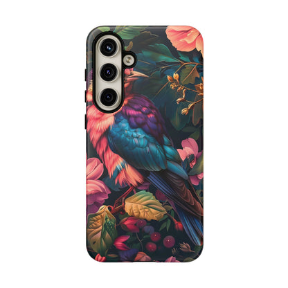 Vibrant Phone Case, Tropical Bird Design, Tough Phone Cover, Floral Tech Accessory, Gift for Nature Lovers