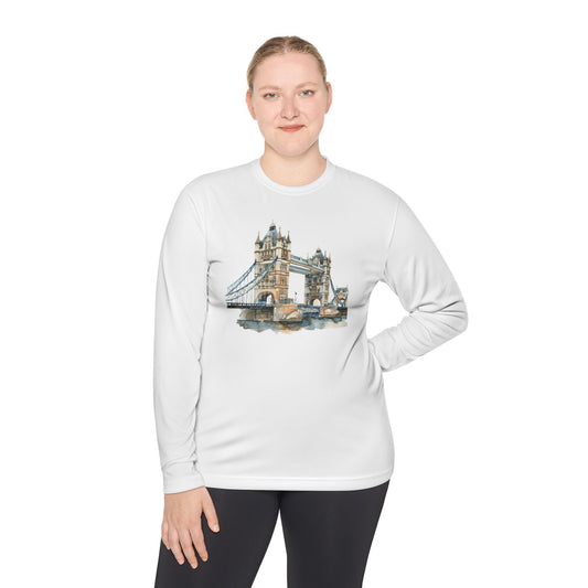 Unisex Long Sleeve Tee - Lightweight & Comfortable - Watercolor London Bridge