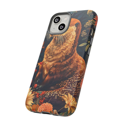 Otter Phone Case, Floral Otter Design, Tough Phone Cover, Nature Lover Gift, Cute Animal Accessories