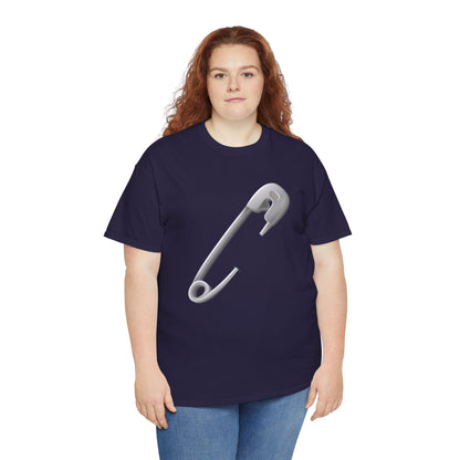 Unisex Heavy Cotton Tee - Minimalist Safety Pin Design