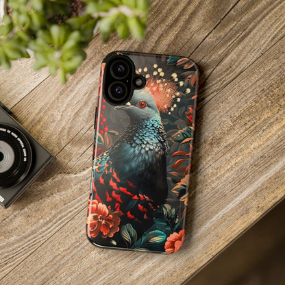 Floral Peacock Phone Case, Tough Cases, Artistic Phone Cover, Unique Gift, Nature Lover Accessory, Protective Case