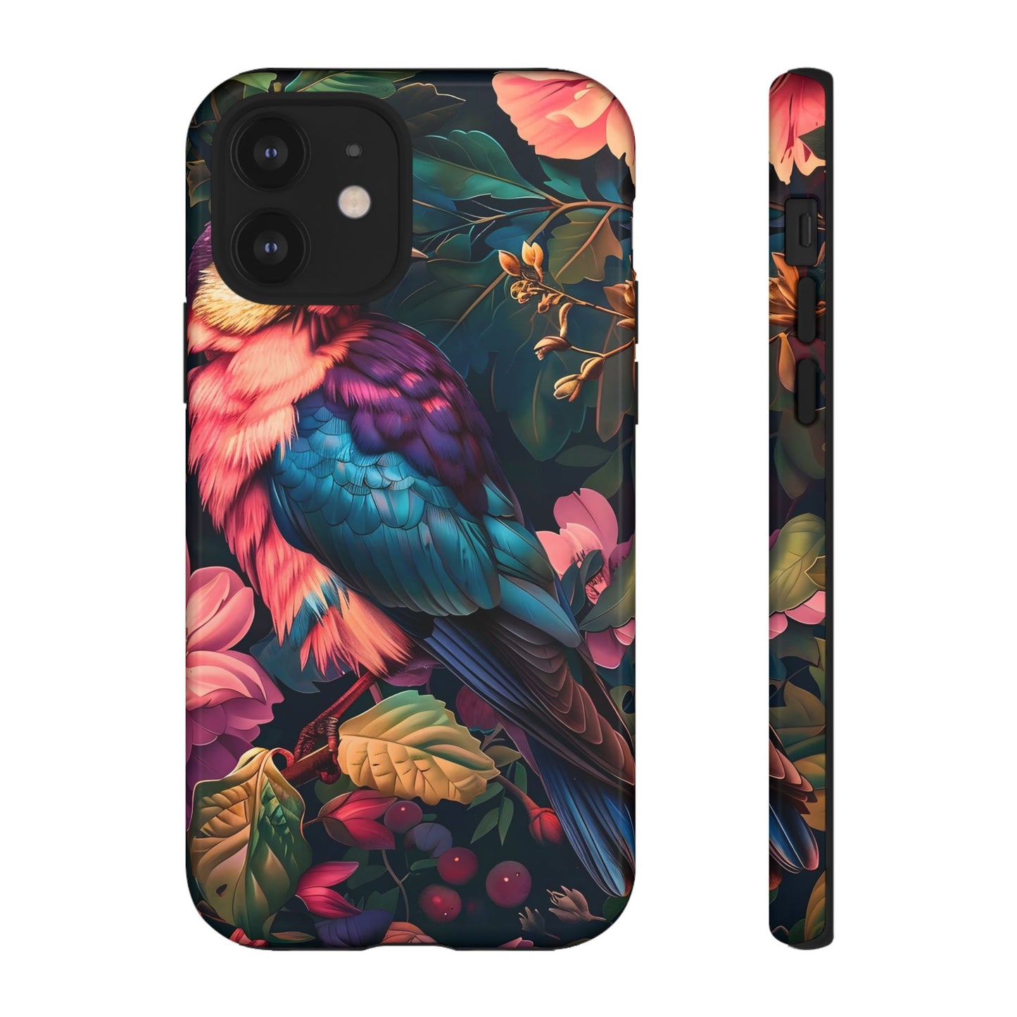 Vibrant Phone Case, Tropical Bird Design, Tough Phone Cover, Floral Tech Accessory, Gift for Nature Lovers