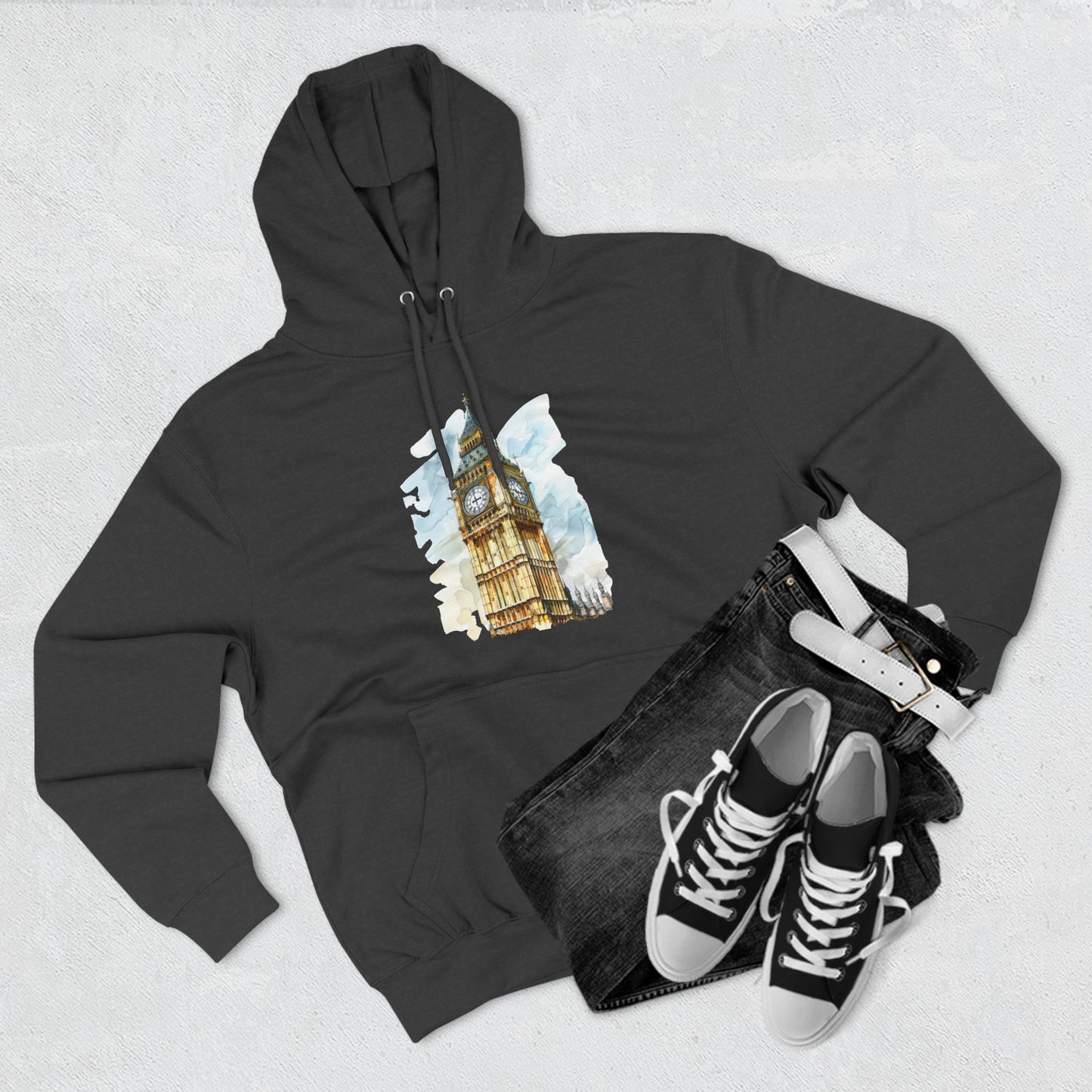 Three-Panel Fleece Hoodie - Big Ben - The Heartbeat of London
