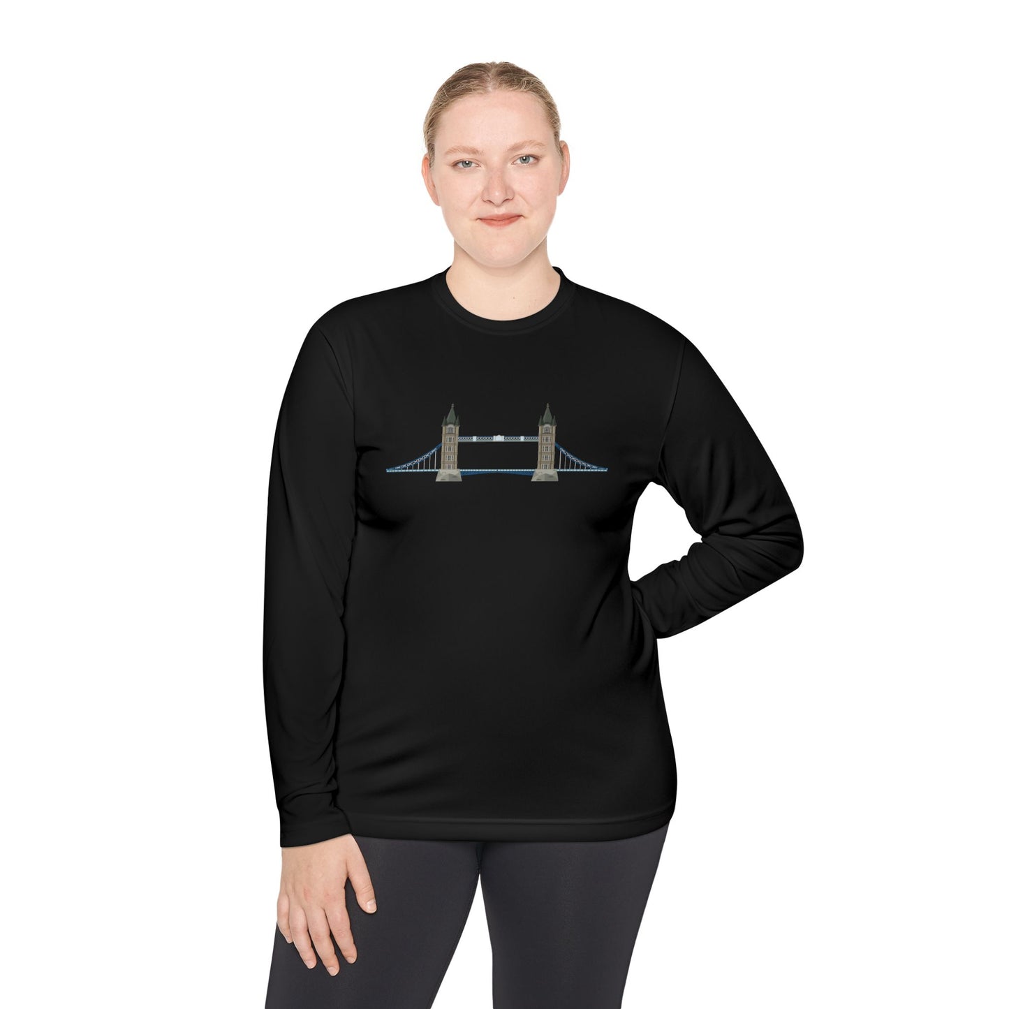 Unisex Lightweight Long Sleeve Tee - Tower Bridge - Iconic London Landmark Illustration