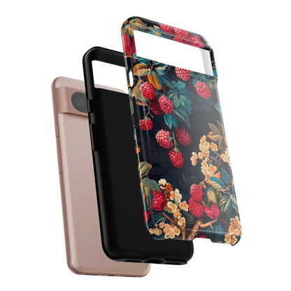 Floral Phone Case with Berry Design, Durable Phone Cover, Floral Print, Gift for Plant Lovers, Nature-Inspired Accessory