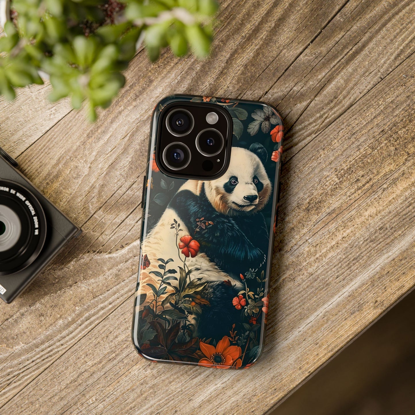 Panda Phone Case, Floral Design Phone Cover, Cute Panda Gift, Nature-Inspired Case, Animal Lover Accessory