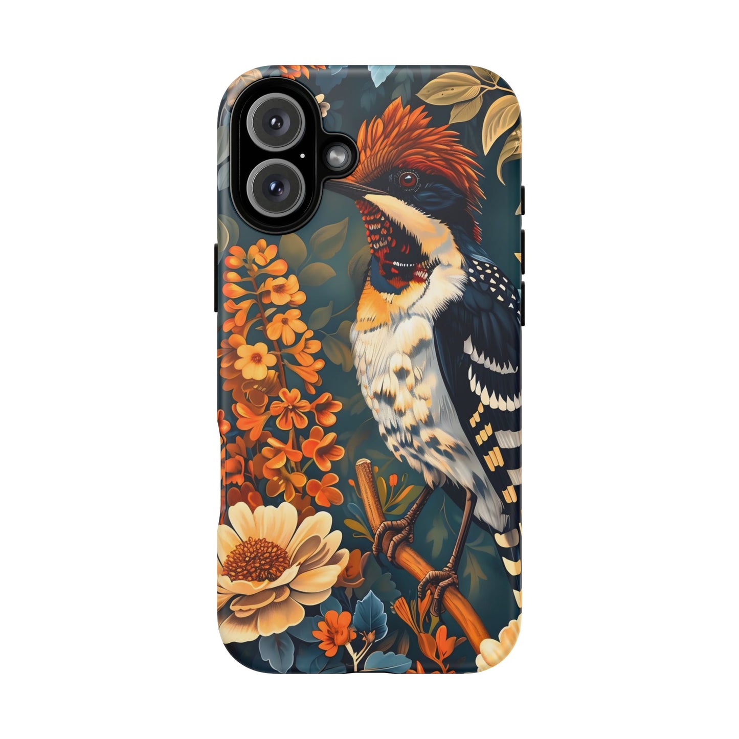 Tough Cases: Floral Bird Phone Case, Vintage Style Cover, Nature Lover Gift, Botanical Design, Spring Inspire Fashion