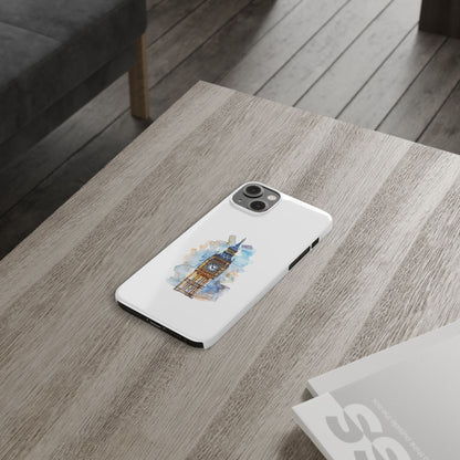 Stylish Slim Phone Case - Big Ben Watercolor Design, Unique Gift for Travelers, London Souvenir, Everyday Use, Phone Accessory