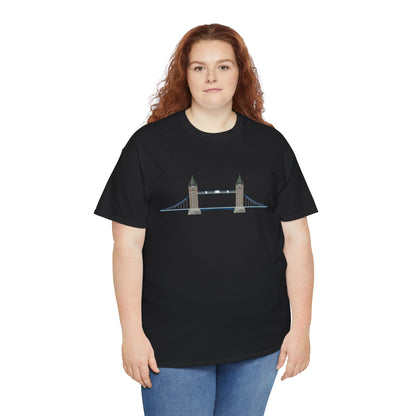 Unisex Heavy Cotton Tee - Tower Bridge - Iconic London Landmark Illustration