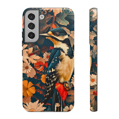 Artistic Bird Phone Case, Unique Tough Cases for Nature Lovers, Floral Design, Cute Gift, Customized Phone Accessories