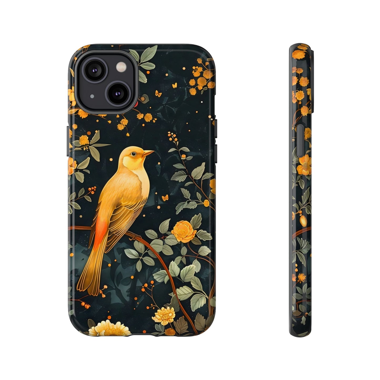 Floral Phone Case, Tough Cases with Bird Design, Nature Lover Gift, Stylish Protection, Birthday Present, Floral Phone Cover