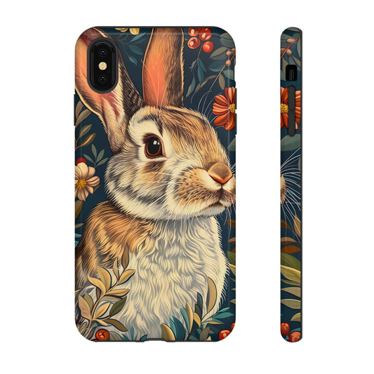 Rabbit Floral Phone Case, Cute Bunny Cover, Nature Lover Gift, Wildlife Photography, Protective Phone Accessory