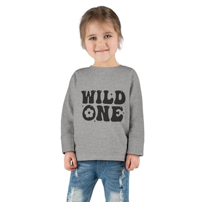 Wild One Toddler Long Sleeve Tee - Playful Gray Shirt for Adventurous Kids