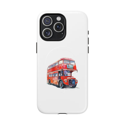 Vintage Double-Decker Bus Phone Case, Tough Magnetic Cases, Unique Mobile Cover, Gifts for Travelers, London-Themed Accessories